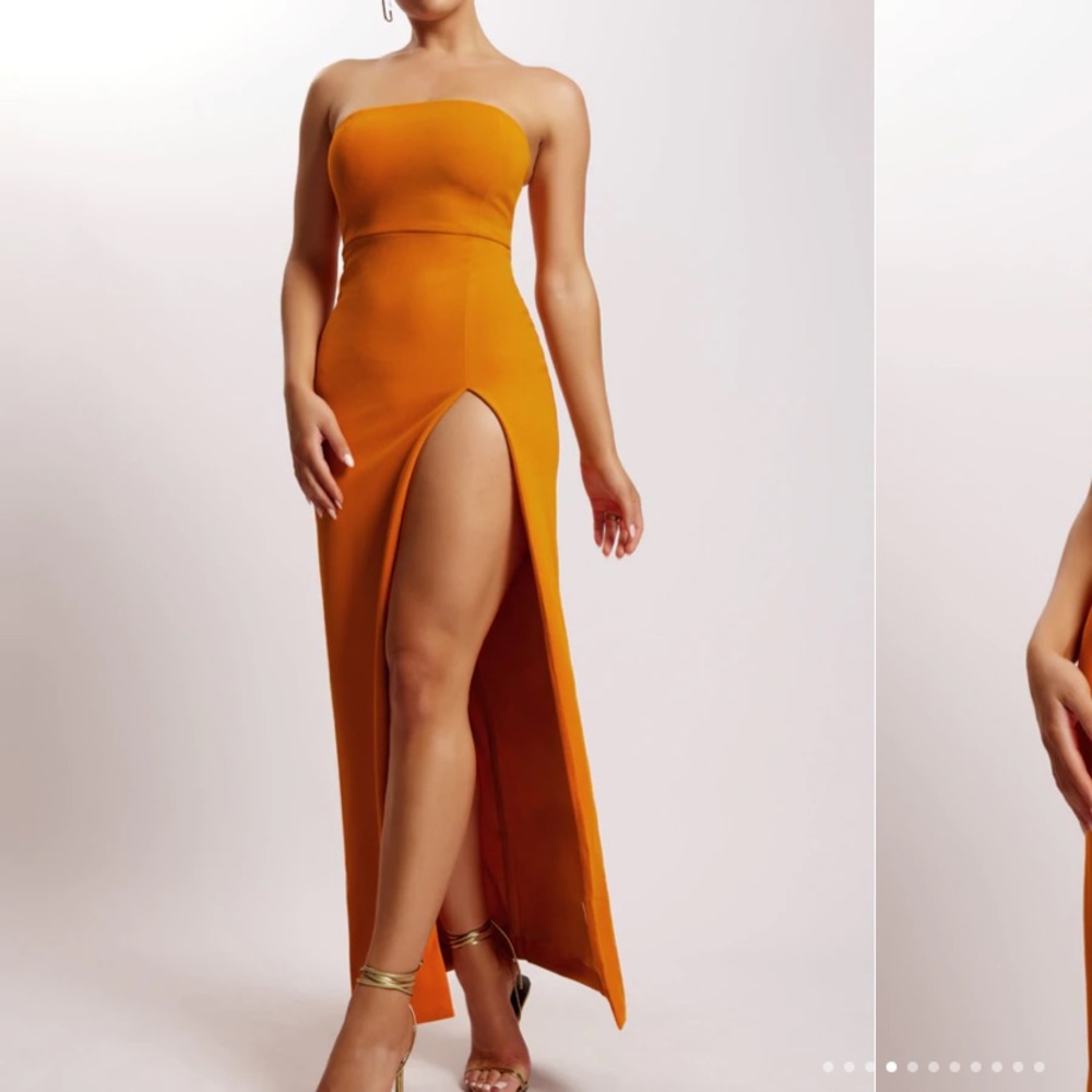 Meshki Maxi Split Front Dress- Mandarin
